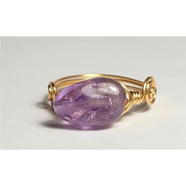 8) GOLD TONE WIRE WRAP AMETHYST