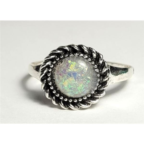 7) SILVER TONE WITH LAB CREATED SIZE