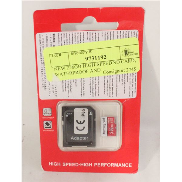 NEW 256GB HIGH-SPEED SD CARD, WATERPROOF AND