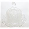 Image 1 : CRYSTAL GLASS BUTTER DISH WITH LID
