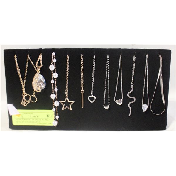 NEW JEWELRY DISPLAY STAND W/NEW 12 NECKLACES