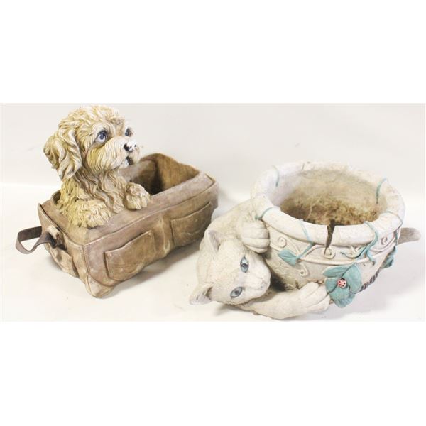 CAT & DOG YARD/GARDEN PLANTER POTS AS IS-ESTATE