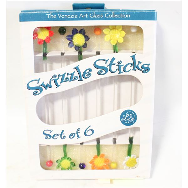 NEW VENEZIA GLASS ART SWIZZLE STICKS