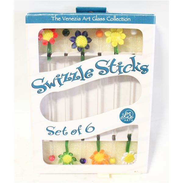 NEW VENEZIA GLASS ART SWIZZLE STICKS