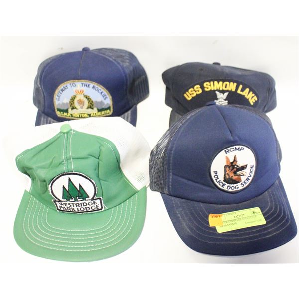 LOT OF 4 VINTAGE COLLECTOR HATS-ESTATE