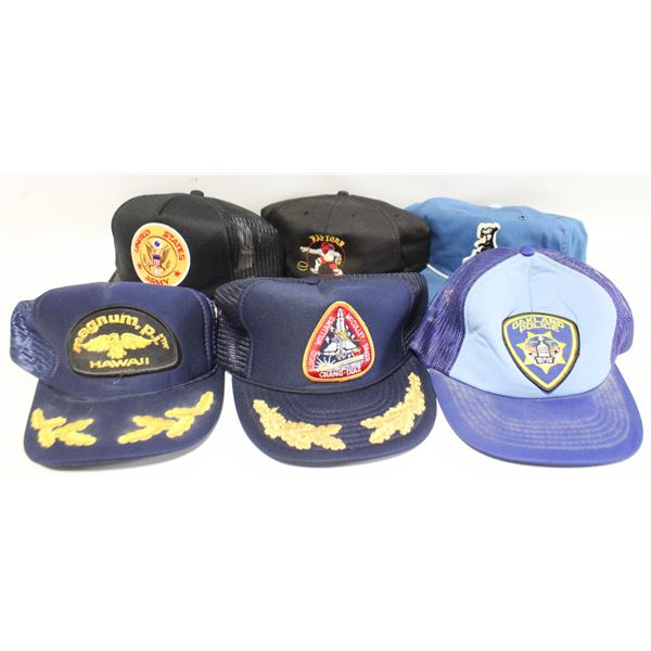 LOT OF 6 VINTAGE COLLECTOR HATS-ESTATE