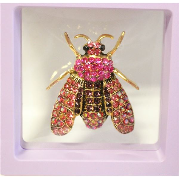 NEW BEE BROOCH RHINESTONE INLAY SPARKLING PINKS