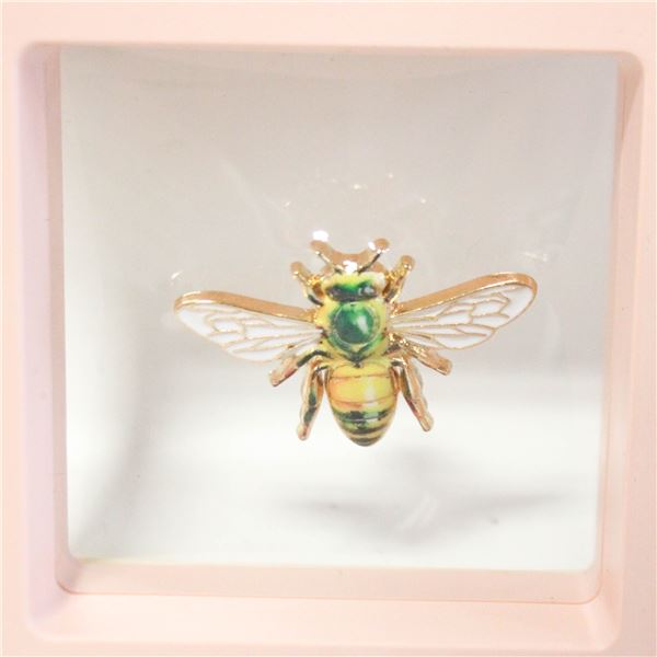 NEW ENAMEL BEE BROOCH TEAL AND