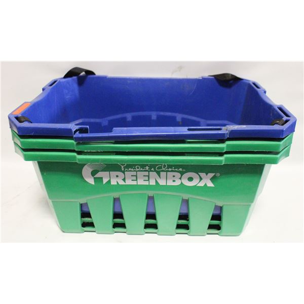 3 GREEN BOX SHOPPING TOTES