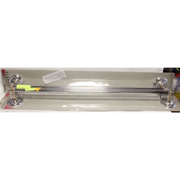 2 NEW 30” CHROME AND BRASS PLATED TOWEL BARS