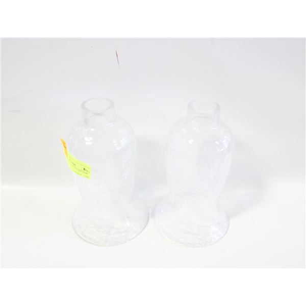 2 CRACKLED GLASS SHADES FOR