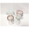 Image 1 : GLASS JAR CANISTERS W/HINGED LIDS ASSORTED