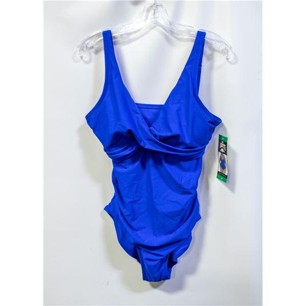 NEW ROOTS WOMENS 1 PIECE SWIMSUIT BLUE SIZE 12