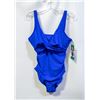 Image 1 : NEW ROOTS WOMENS 1 PIECE SWIMSUIT BLUE SIZE 12