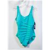 Image 1 : NEW ROOTS WOMENS 1 PIECE SWIMSUIT CYAN SIZE 14