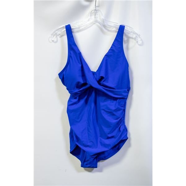 NEW ROOTS WOMENS 1 PIECE SWIMSUIT BLUE SIZE 12
