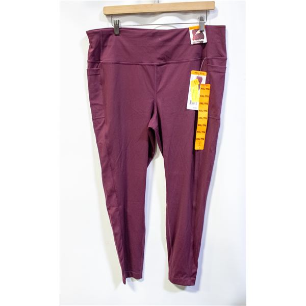 NEW MONDETTA WOMENS ACTIVE LEGGINGS MAROON SZ XXL