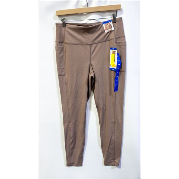 NEW MONDETTA WOMENS ACTIVE LEGGINGS BEIGE SIZE LG