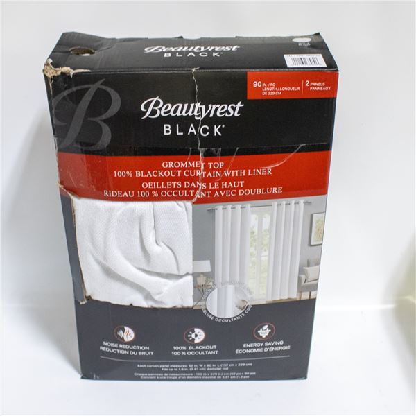 BEAUTYREST BLACKOUT CURTAINS WHITE - 2 PANELS