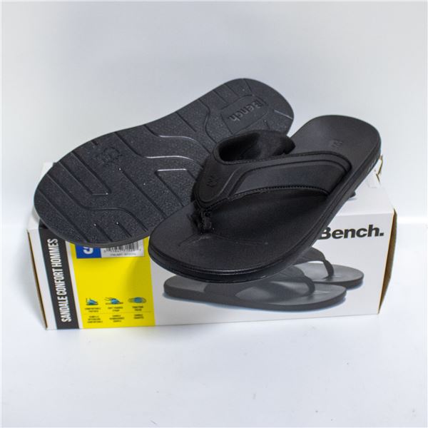 BENCH MENS FLIP FLOP SANDALS BLACK SIZE 9