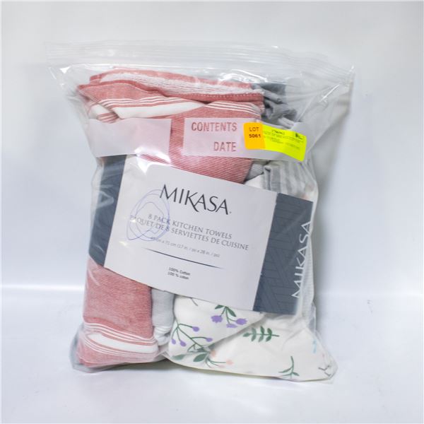NEW 8 PACK OF MIKASA COTTON KITCHEN TOWELS