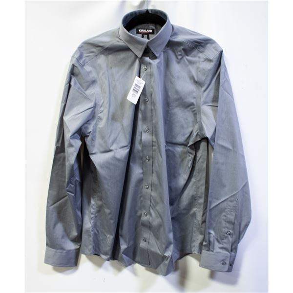 NEW KIRKLAND BUTTON-UP SUIT SHIRT GREY SIZE MM