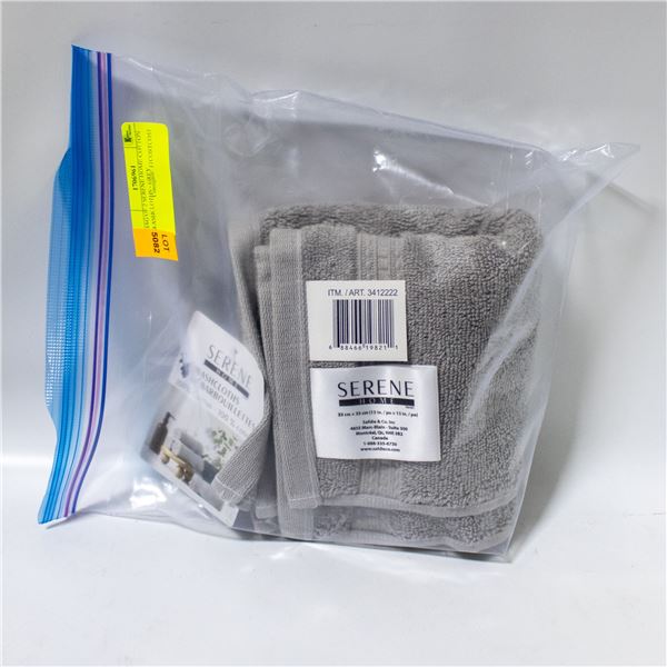 BAG OF 2 SERENE HOME COTTON WASHCLOTHS - GREY