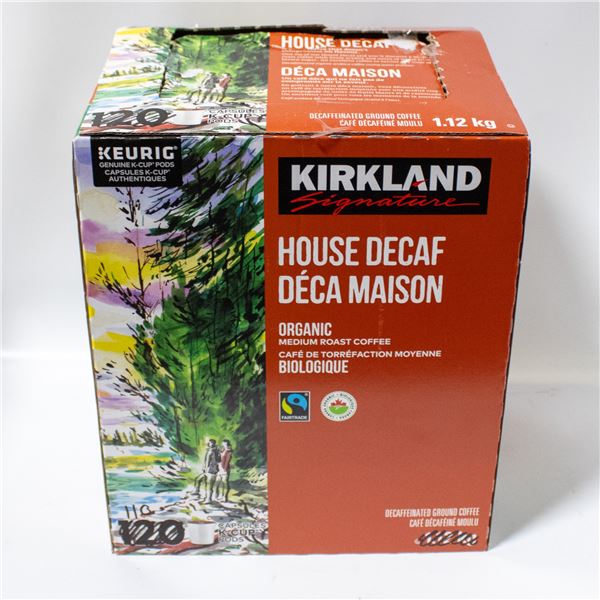 BOX OF 110 KIRKLAND HOUSE DECAF ORGANIC COFFEE