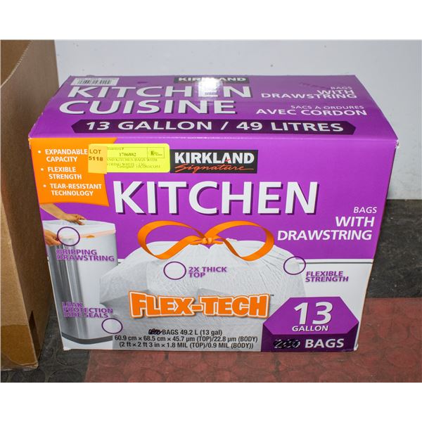 KIRKLAND KITCHEN BAGS WITH DRAWSTRING WHITE - 13G