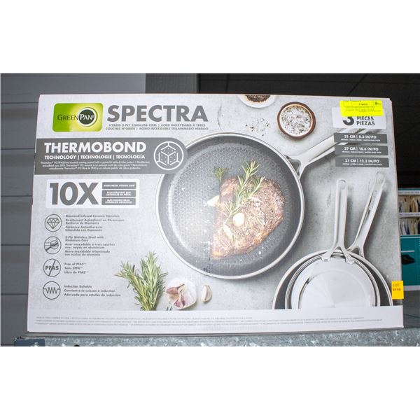 3 PIECE GREENPAN SPECTRA HYBRID 3-PLY SKILLET SET