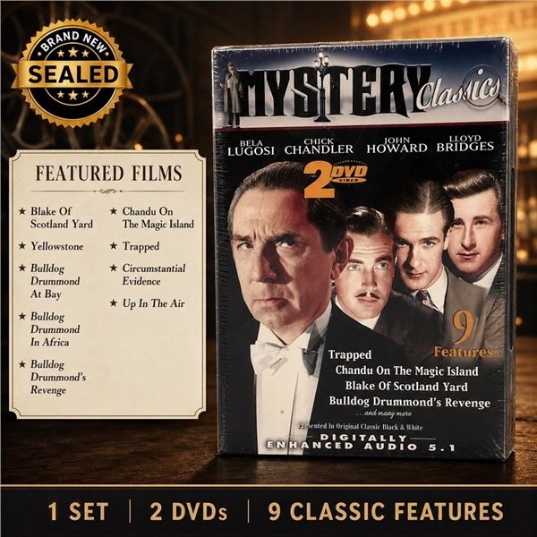 NEW DVD SET "MYSTERY CLASSICS" 9 FEATURES