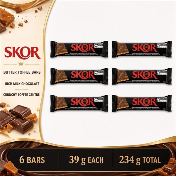 6 SKOR CHOCOLATE BAR'S 39G BB 10/26
