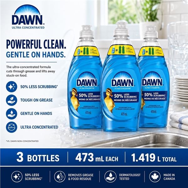 3 DAWN ULTRA DISHWASHING LIQUID 473ML