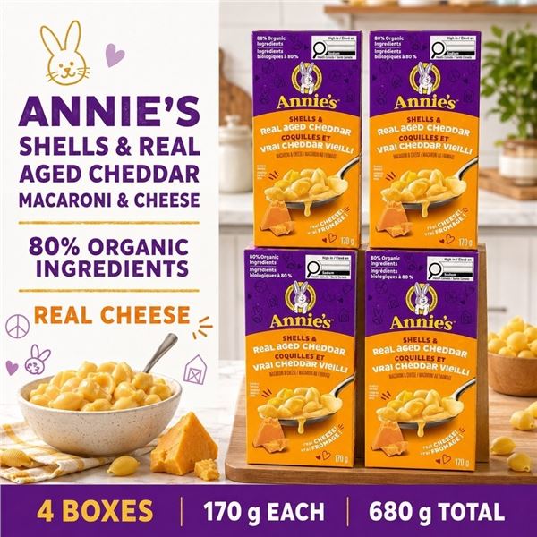 4 ANNIE'S CHEDDAR SHELLS 170G BB 05/27