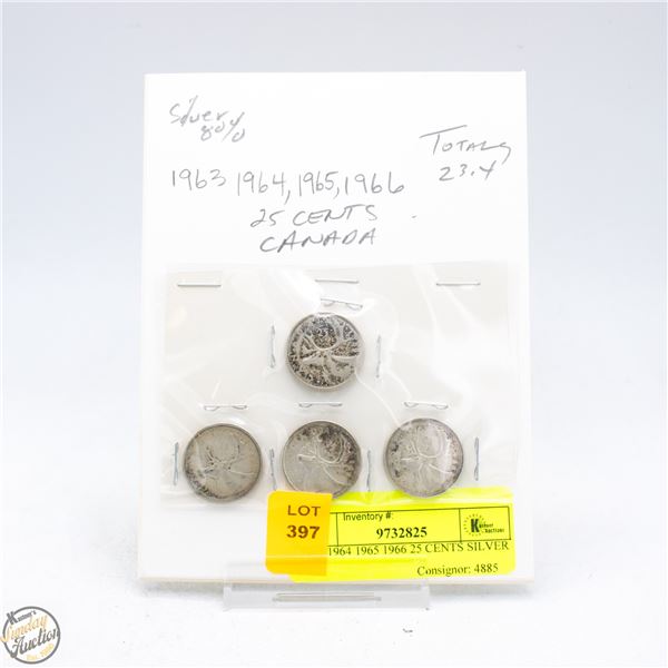1963 1964 1965 1966 25 CENTS SILVER