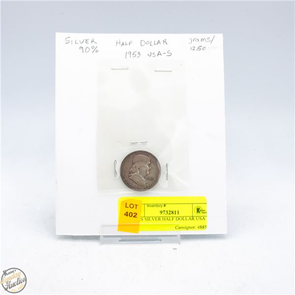 1953-S SILVER HALF DOLLAR USA
