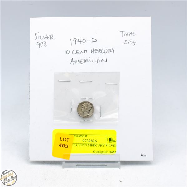 1940-D 10 CENTS MERCURY SILVER