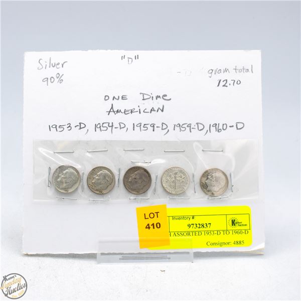 5 EACH ASSORTED 1953-D TO 1960-D