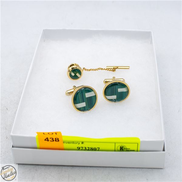 1970’S MALACHITE CUFF LINKS AND