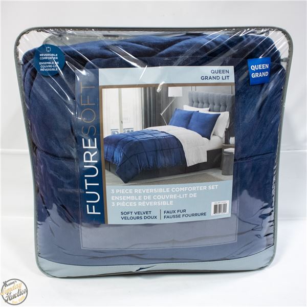 3 PIECE FUTURE SOFT REVERSIBLE COMFORTER SET QUEEN