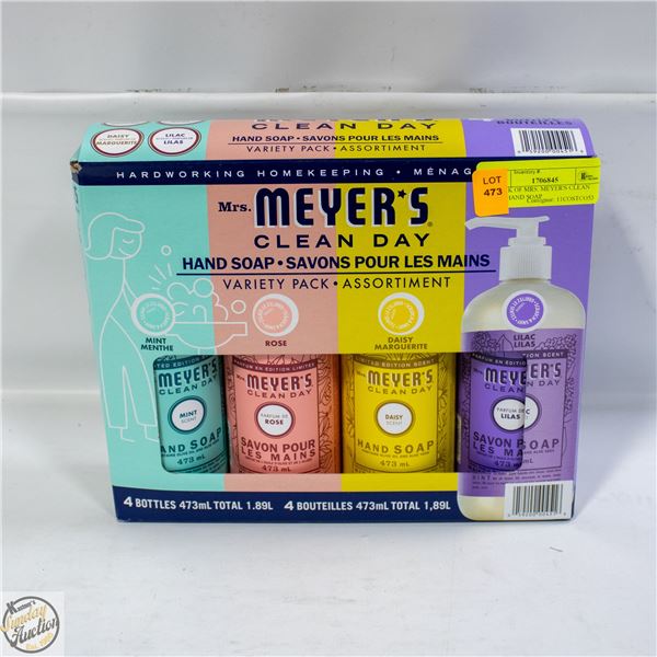4 PACK OF MRS. MEYER'S CLEAN DAY HAND SOAP
