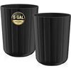 Image 1 : NEW 2 PACK OF PLASTIC TRASH CANS BLACK - 5 GALLON