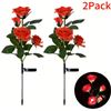 Image 1 : 2 PCS SOLAR FIVE-HEAD RED ROSES OUTDOOR LIGHT