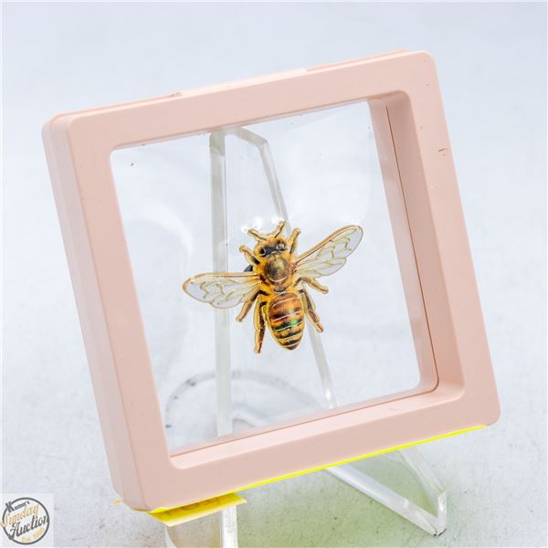 NEW BEE PIN ENAMEL FILLED GOLD TONES