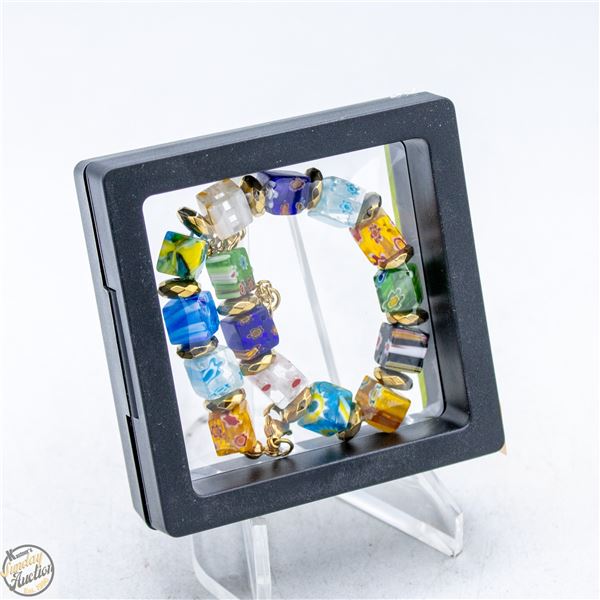 NEW SQUARE GLASS BEAD BRACELET