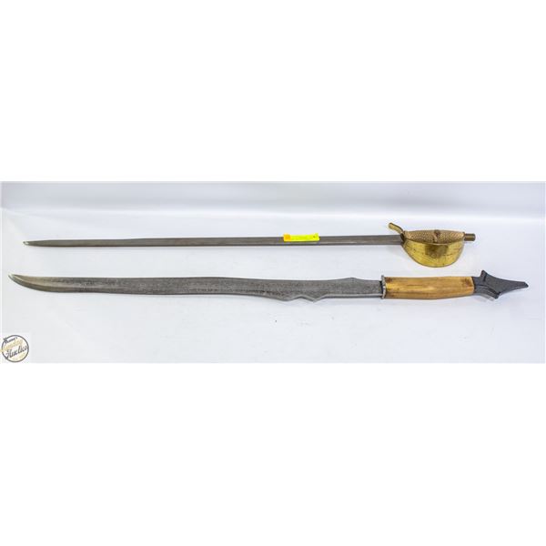 PIRATE CUTLASS AND LONG SWORD.  TWO FULL SIZE