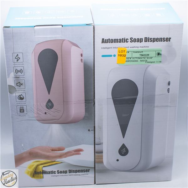 2 NEW AUTOMATIC SOAP DISPENSERS - WHITE