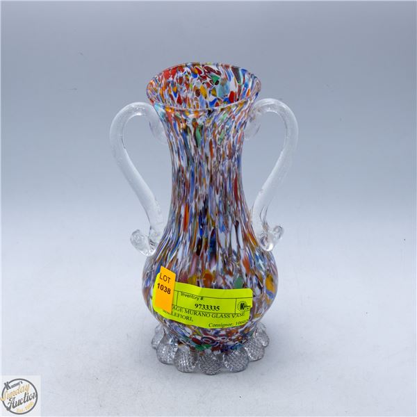 VINTAGE MURANO GLASS VASE "MILLEFIORI,