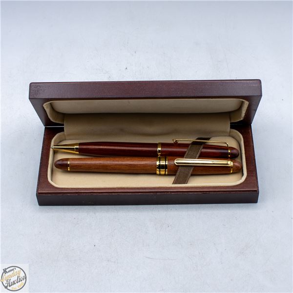 BOX OF ROSEWOOD PENS