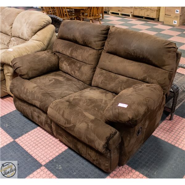 CHOCOLATE BROWN MICROFIBER RECLINING LOVESEAT